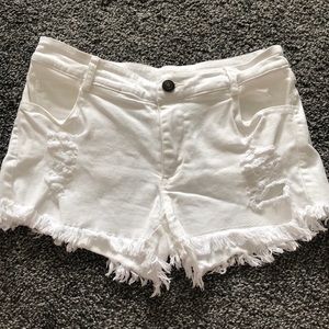 White jean shorts